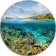 Coral Reef Island, Seascape Photo Disc Metal Wall Art, 38"
