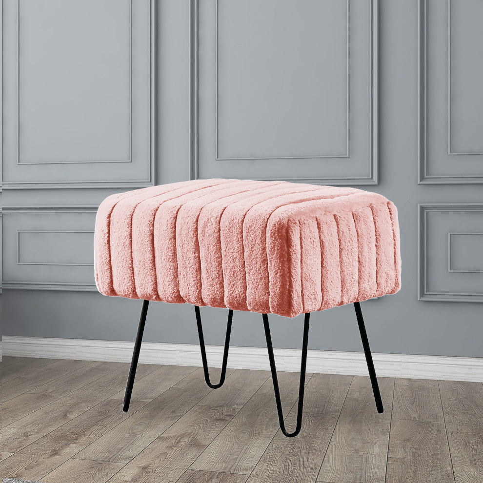 Serenta Super Mink Ottoman, Soft Pink, 19''x13''x17''