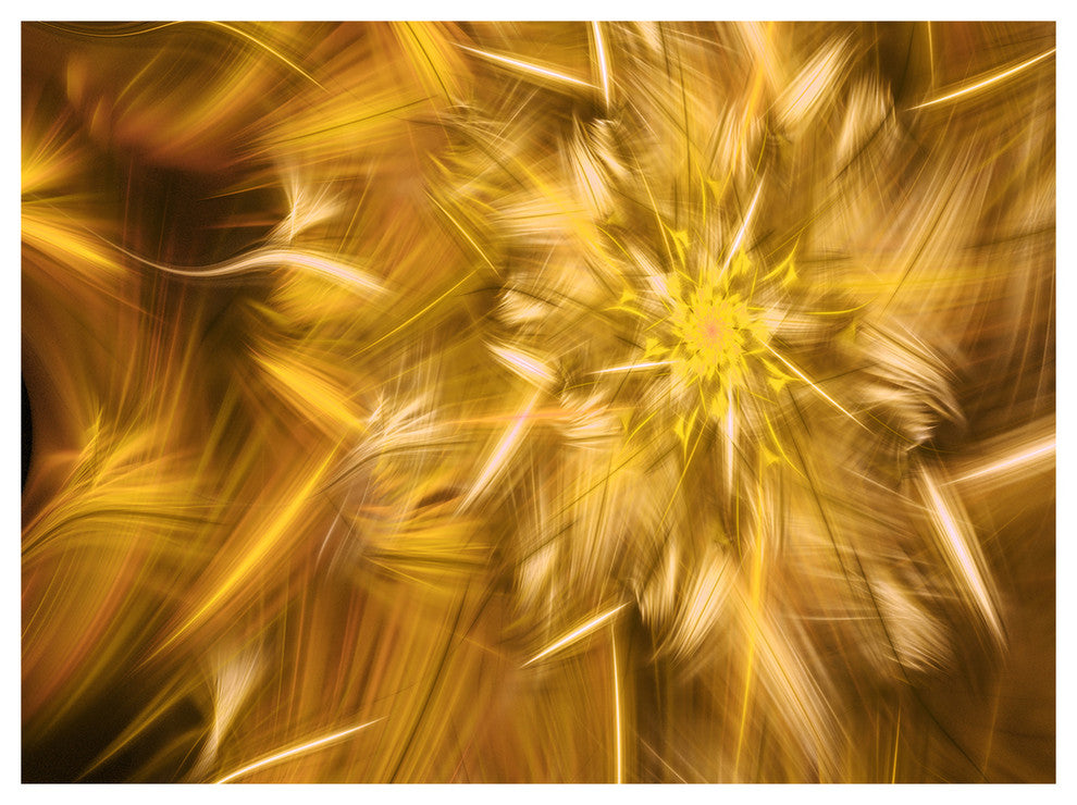 Exotic Dance of Golden Flower Petals, Floral Canvas Art Print, 40"x30"