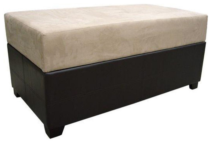 Brown Six Piece Microfiber Storage Bench With Ottomans