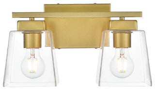2 Light Brass And Clear Bath Sconce