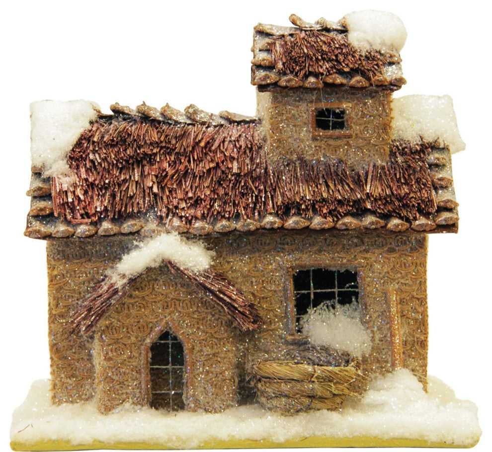Rustic Two Story Snowy Cabin Christmas Decoration