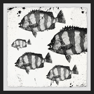 "Barred Fish" Framed Painting Print, 24"x24"