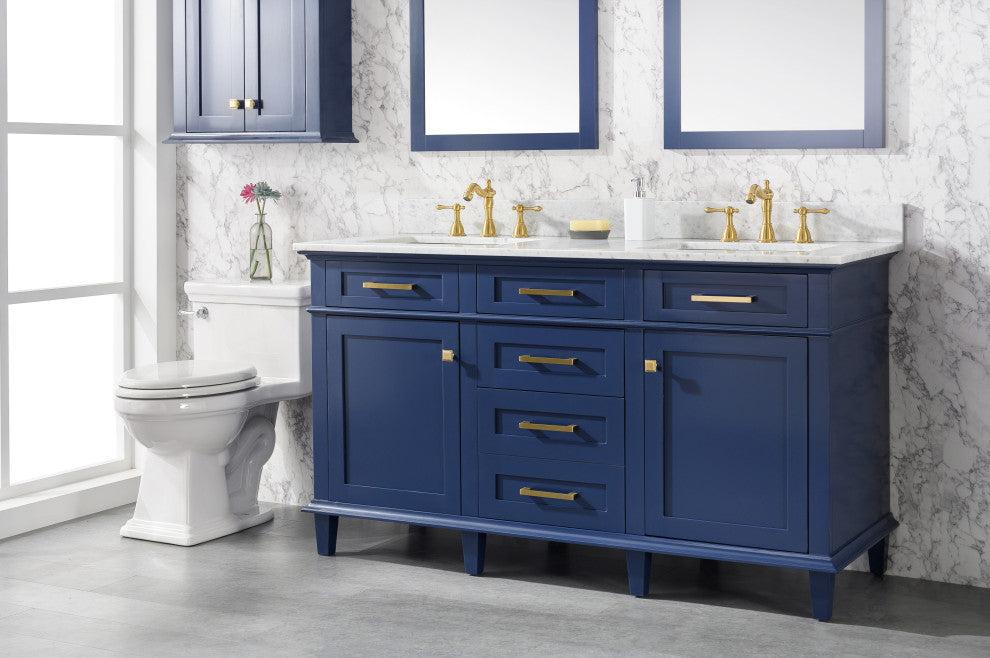 60" Double Sink Vanity Cabinet, Blue