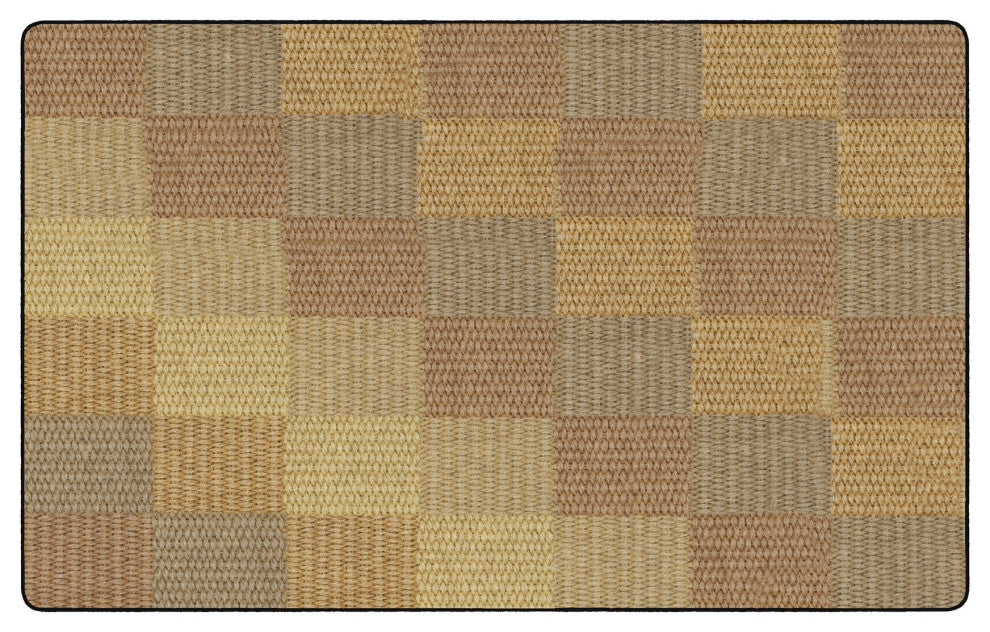 Flagship Carpets FA1010-44FS 7'6x12 Cozy BasketWeave Blocks/Natural Rug