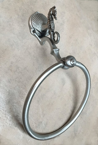 Sea Horse Towel Ring, Antique Bronze
