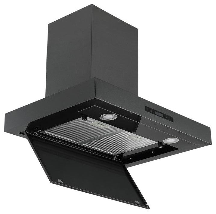 30" Convertible Wall Mount Rectangular Style Range Hood, Black Stainless Steel