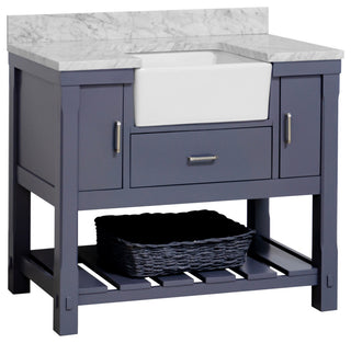 Charlotte 42" Bathroom Vanity, Marine Gray, Carrara Marble