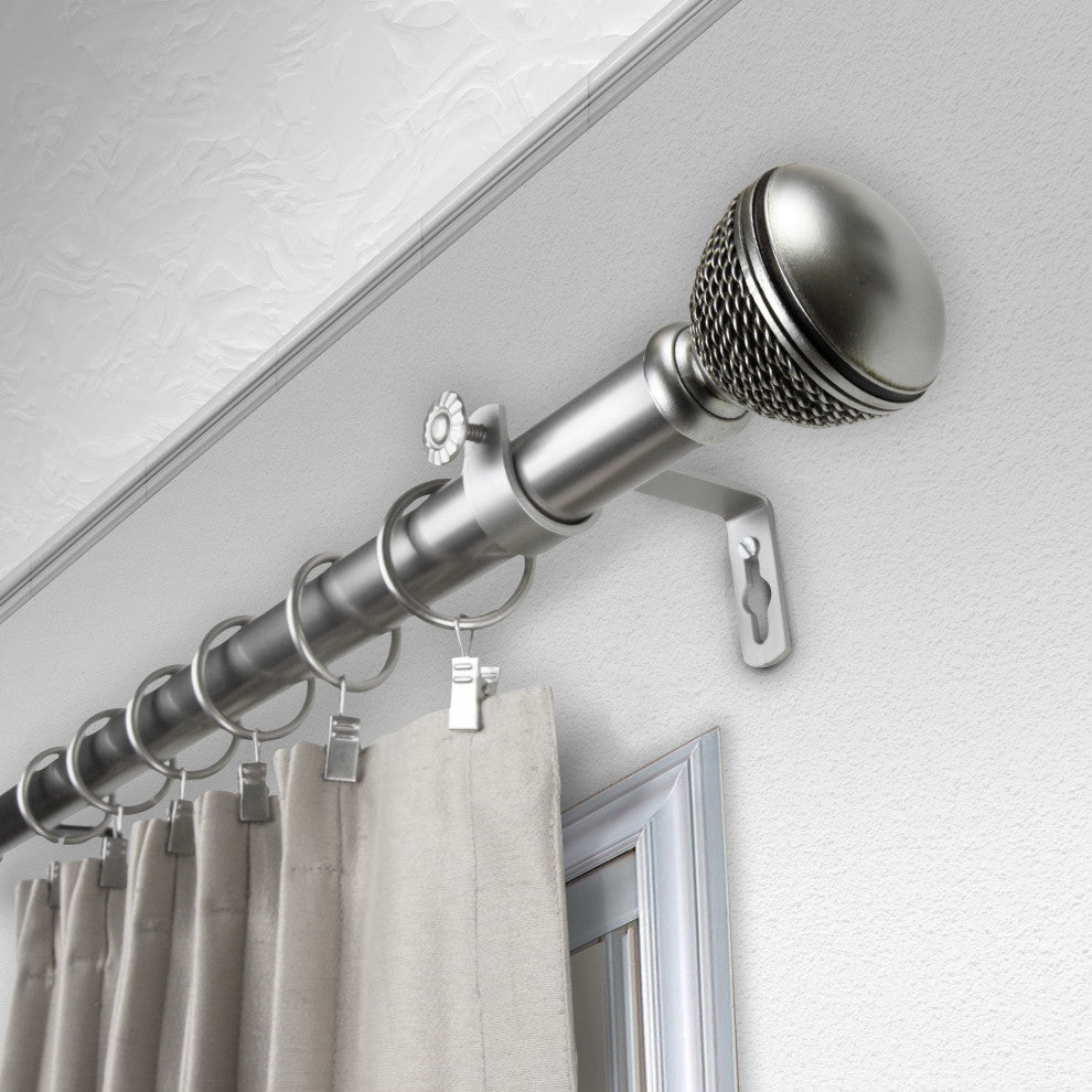 Woven 1" Curtain Rod, Satin Nickel, 28"-48"