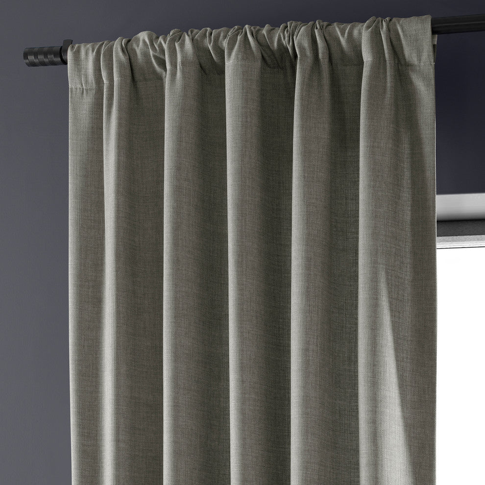 Italian Faux Linen Curtain Single Panel, Taupe Grey, 50"x84"