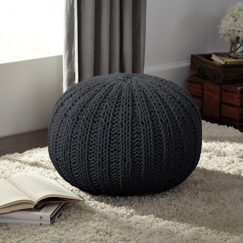 Sleek Charcoal Pouf