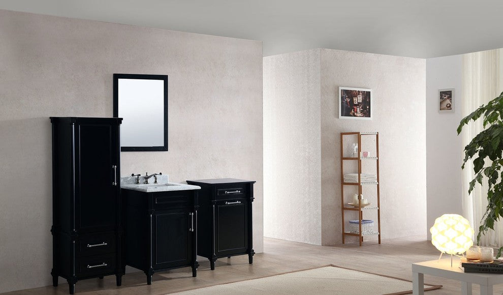 Continental Single Vanity, Espresso, White Carrara Marble, 24"