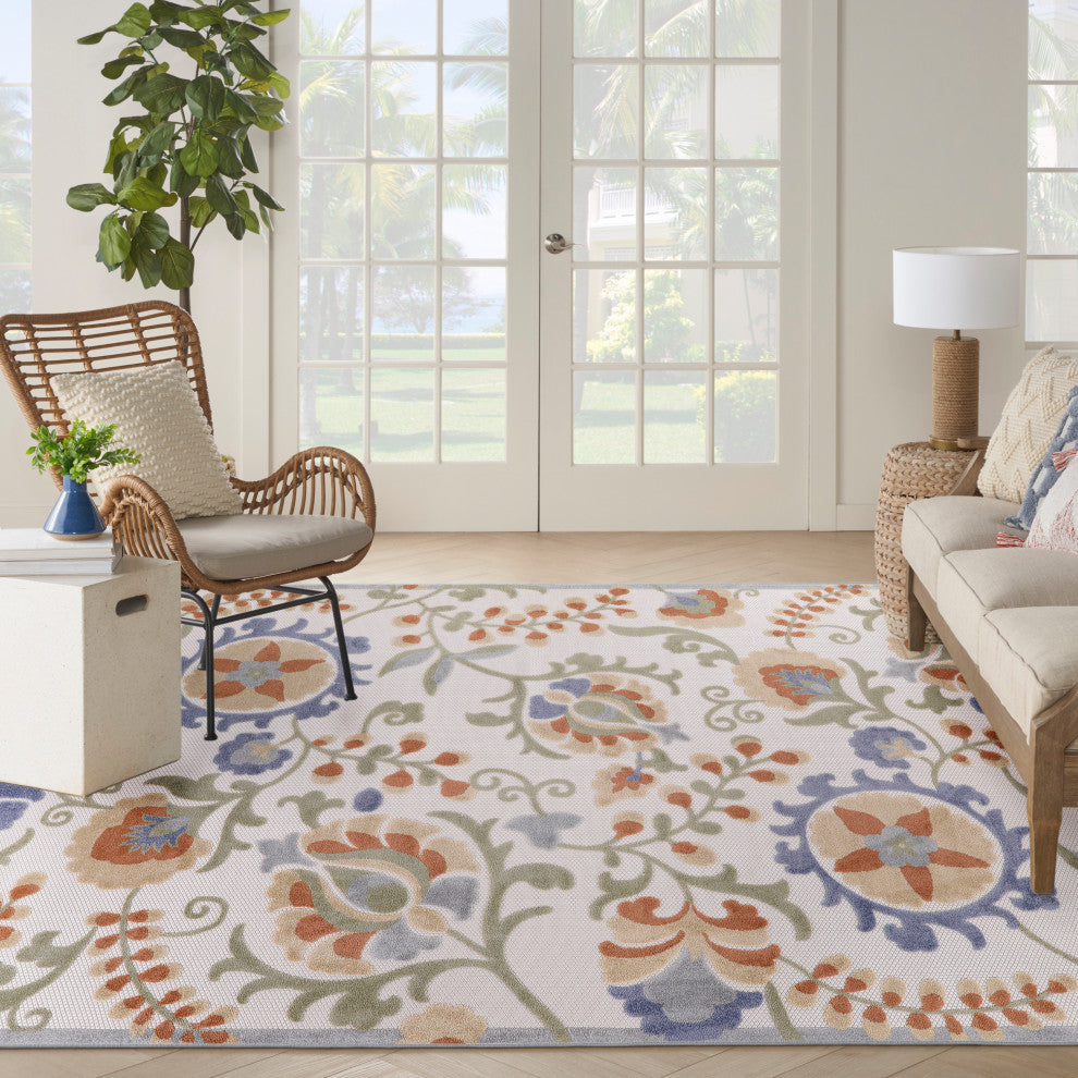 Nourison Aloha 7'10" x 10'6" Ivory Blue Outdoor Area Rug