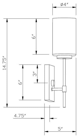 Faye 1-Light Wall Sconce, Soft Gold Steel with Clear Glass, 4.5"x4.5"x15"
