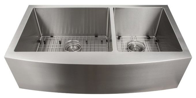 ZLINE Farmhouse Double Bowl Stainless Steel Sink with Bottom Grid