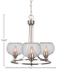 Paramount Uplight 3-Light Chandelier, Brushed Nickel, 7" Clear Bubble Glass