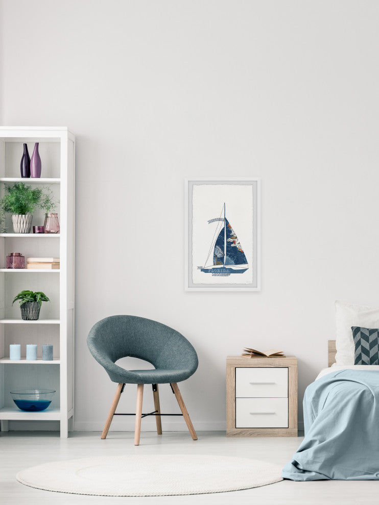 "Small Sailing Yacht" Framed Painting Print, 8x12