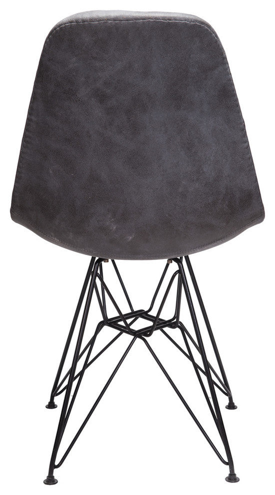 Leatherette Upholstery Fabric Chair, Black Steel Leg, Cool Gray, Markle