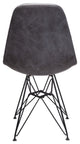 Leatherette Upholstery Fabric Chair, Black Steel Leg, Cool Gray, Markle