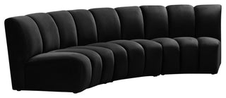 Infinity Channel Tufted Velvet Modular Chair, Black, 3 Pieces