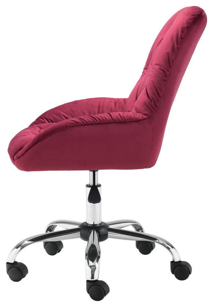 Computer Work Chair, Steel Metal, Fabric, Red, Chrome, Home Business Office