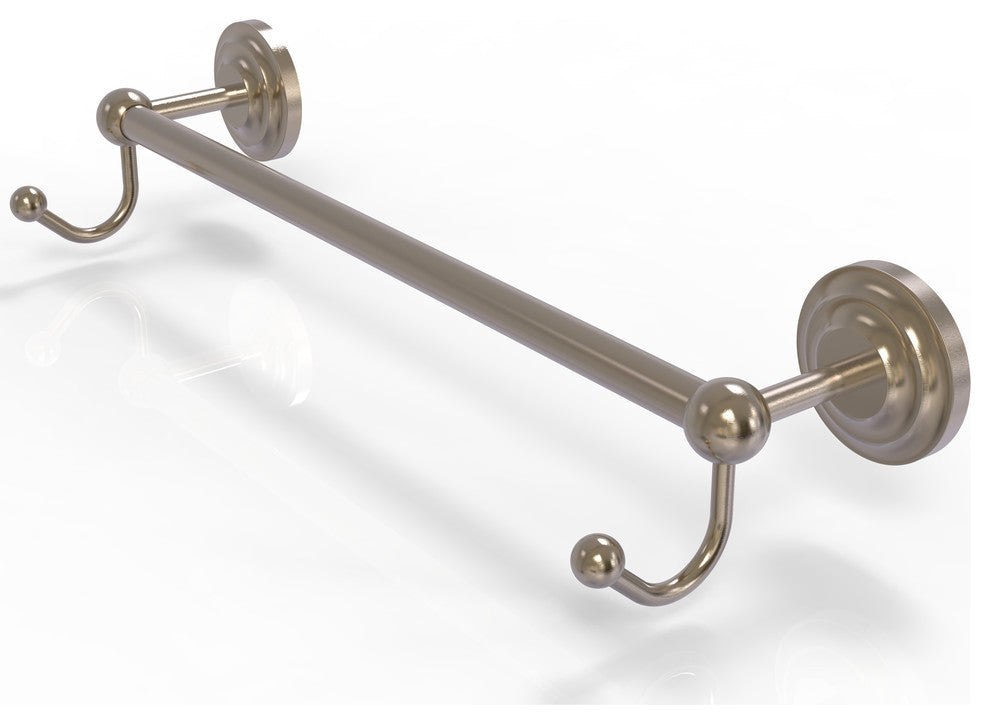 Prestige Que New 18" Towel Bar with Integrated Hooks, Antique Pewter