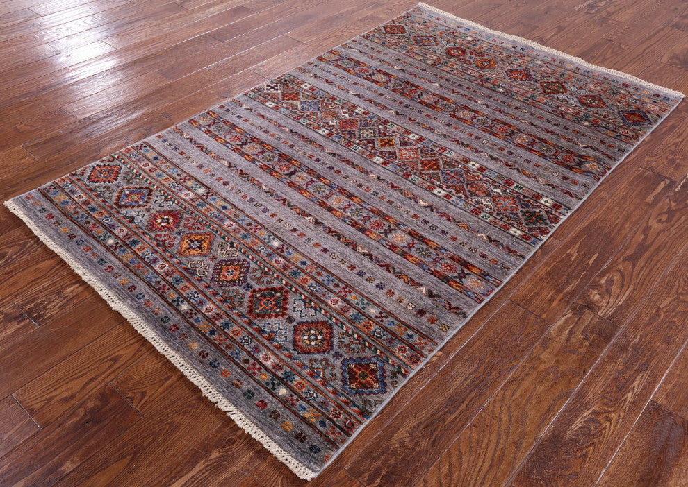 4' 0" X 6' 5" Khorjin Super Kazak Handmade Rug Q7455