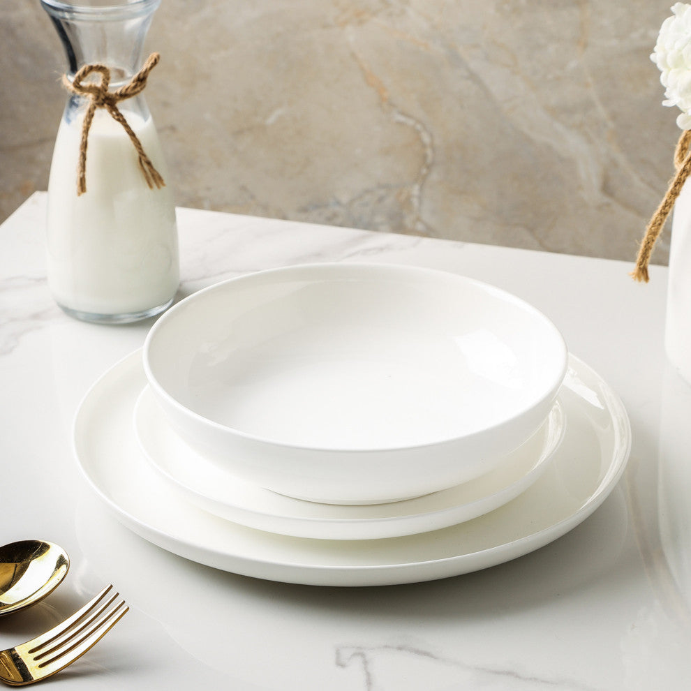 Stone Lain Gabrielle Bone China Dinnerware Set, White, 12-Piece