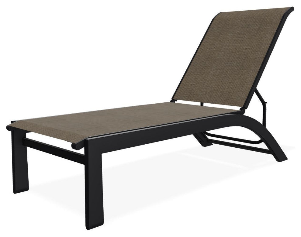 Kendall Sling Stackable Outdoor Chaise Lounge, Kora/Black
