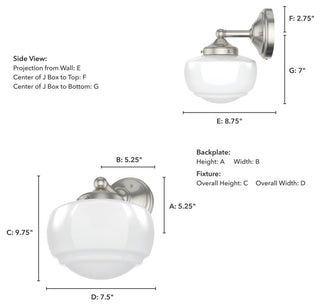 Saddle Creek Brushed Nickel, Cased White Glass 1 Light Sconce Wall Light