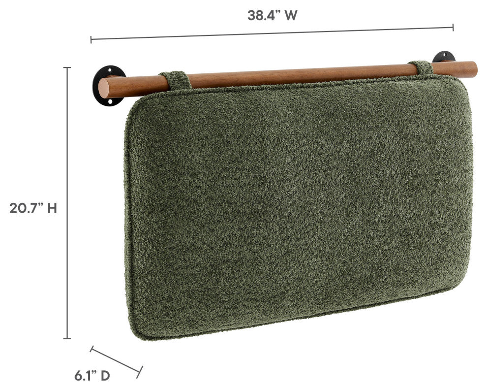 Anela Wall-Mounted Chenille Upholstered Twin Headboard, Sage Walnut