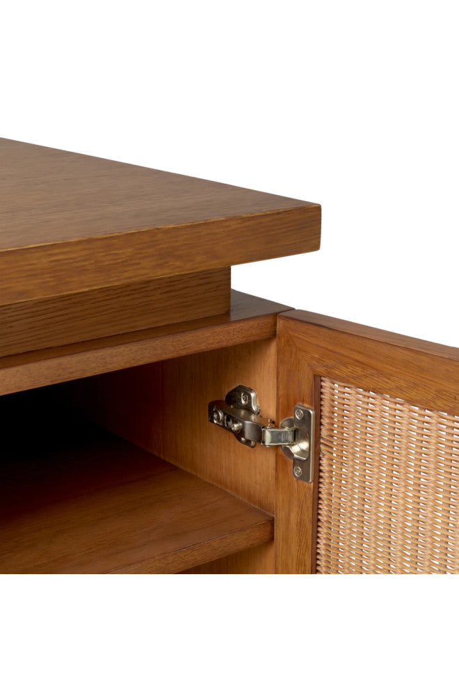 Rattan Door Wooden Desk, Eichholtz Borchard