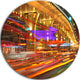 Colorful Traffic Trails In City, Cityscape Photo Disc Metal Art, 36"