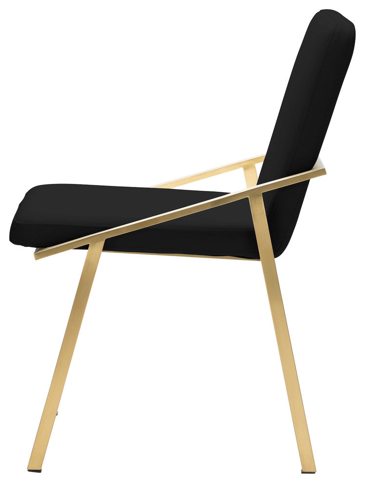 Nika Dining Chair, Seat: Black, Base: Brushed Gold