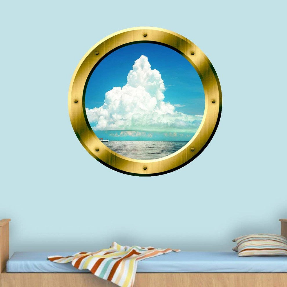 VWAQ 3D Ocean Scene Wall Decal, 14" Diameter