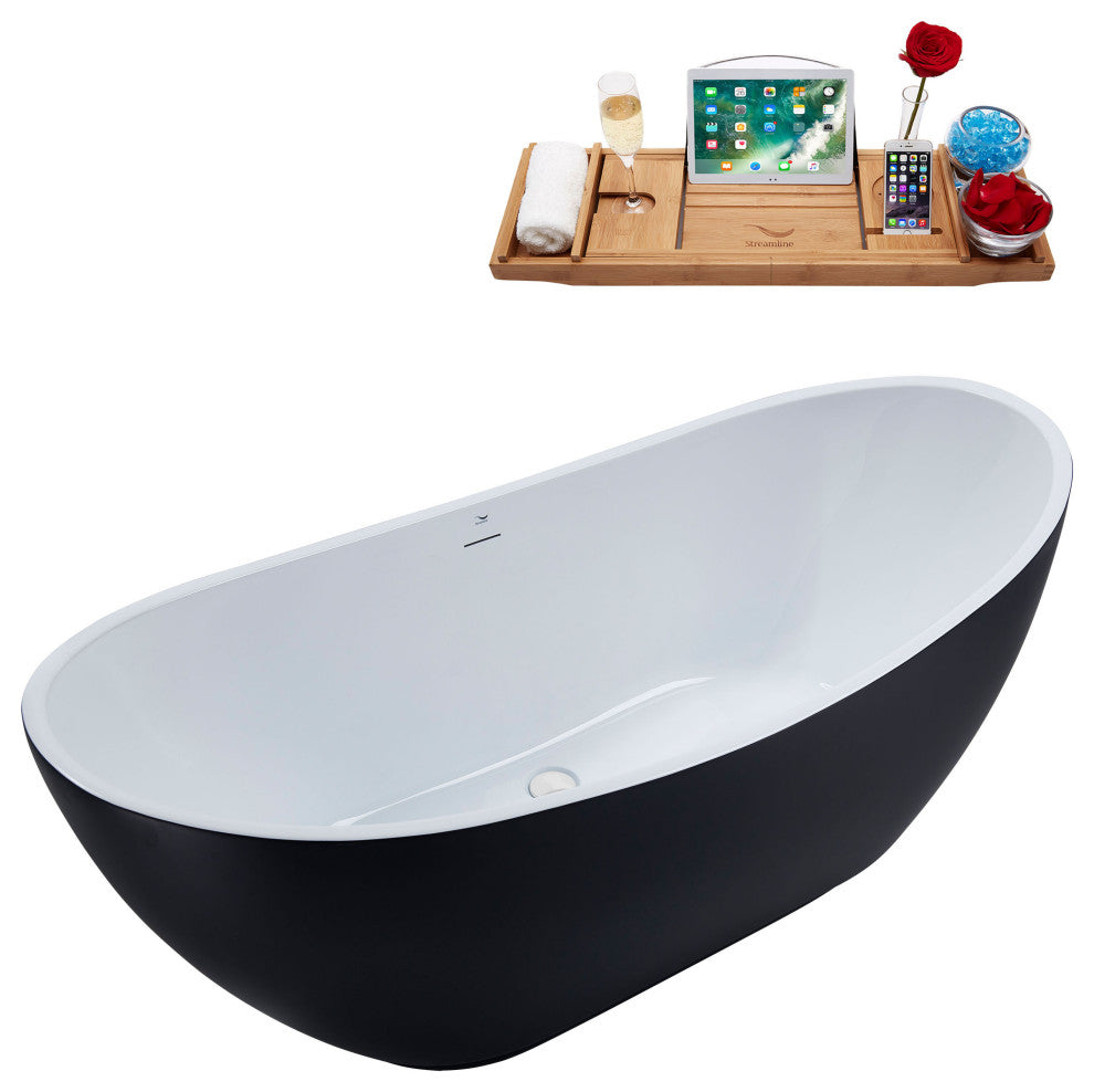 62" Streamline N594WH Freestanding Tub and Tray With Internal Drain
