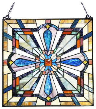 ARCHIE Tiffany-Style Mission Stained Glass Window Panel, 20"