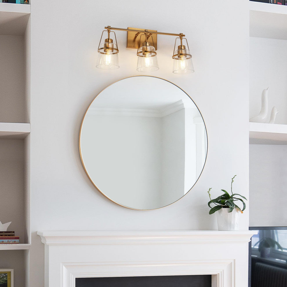 LNC Polished Gold Modern Glass Bell Wall Sconce, 3 Lights