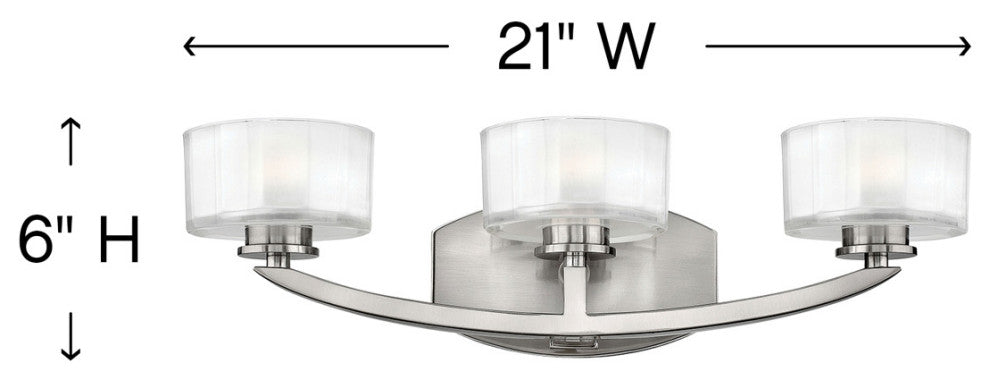 Hinkley Meridian Three Light Vanity, Brushed Nickel