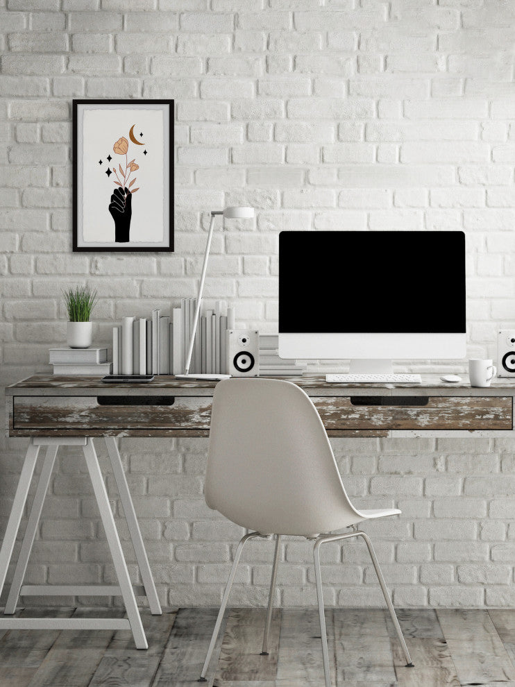 "Moon and Flower" Framed Painting Print, 30x45