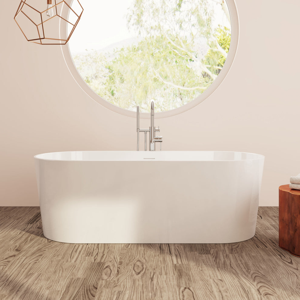 Perlato Andorra Freestanding Soaking Tub, White, 71"