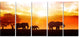 Elephants Walking At Sunset, African Canvas Art Print, 60"x28", 5 Panels