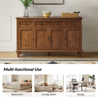 Traditional Sideboard With Storage With 3 Drawers, Acorn