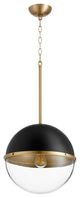 Quorum 83-14-6980 One Light Pendant, Black w Aged Brass Finish