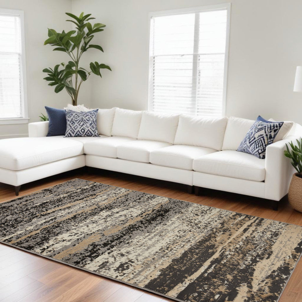 Beige Black And Gray Abstract Area Rug