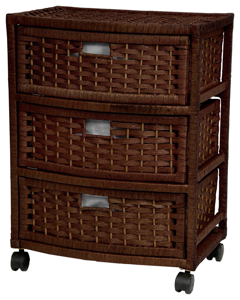 23" Natural Fiber Chest of Drawers, Mocha