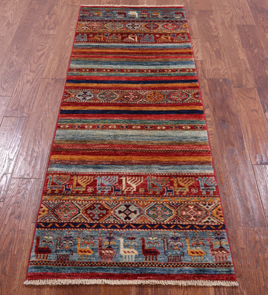 2' 4" X 6' 5" Runner Tribal Persian Gabbeh Handmade Rug Q11010