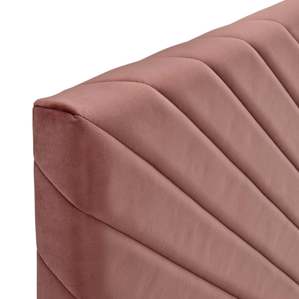 Alyson Angular Channel Tufted Performance Velvet Twin Headboard-Dusty Rose