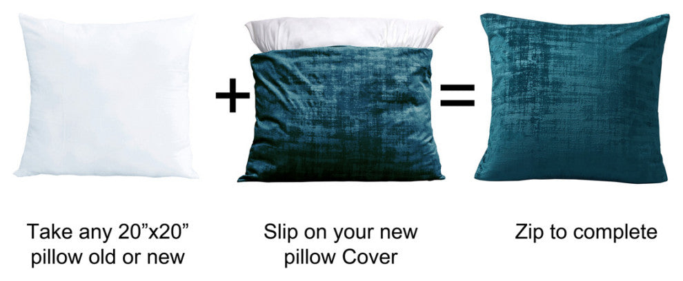 Velvet 2 Piece Euro Pillow Cover Set, Deep Teal, 2 Piece, 26"x26"