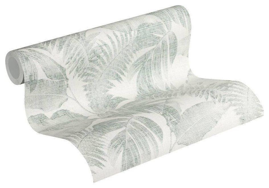 Sample, Botanical Jungle Textured Wallpaper Featuring Tropical Leaves, 373964